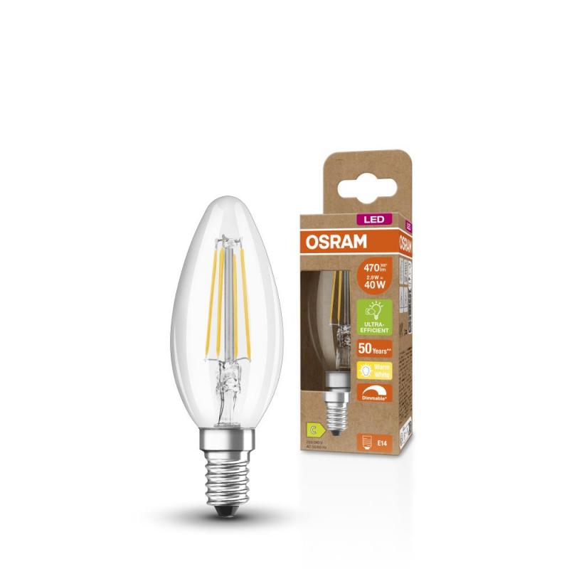 OSRAM E14 SUPERSTAR+ CLASSIC LED Lampe Kerzenform dimmbar 2,9W wie 40W 2700K warmweißes Licht